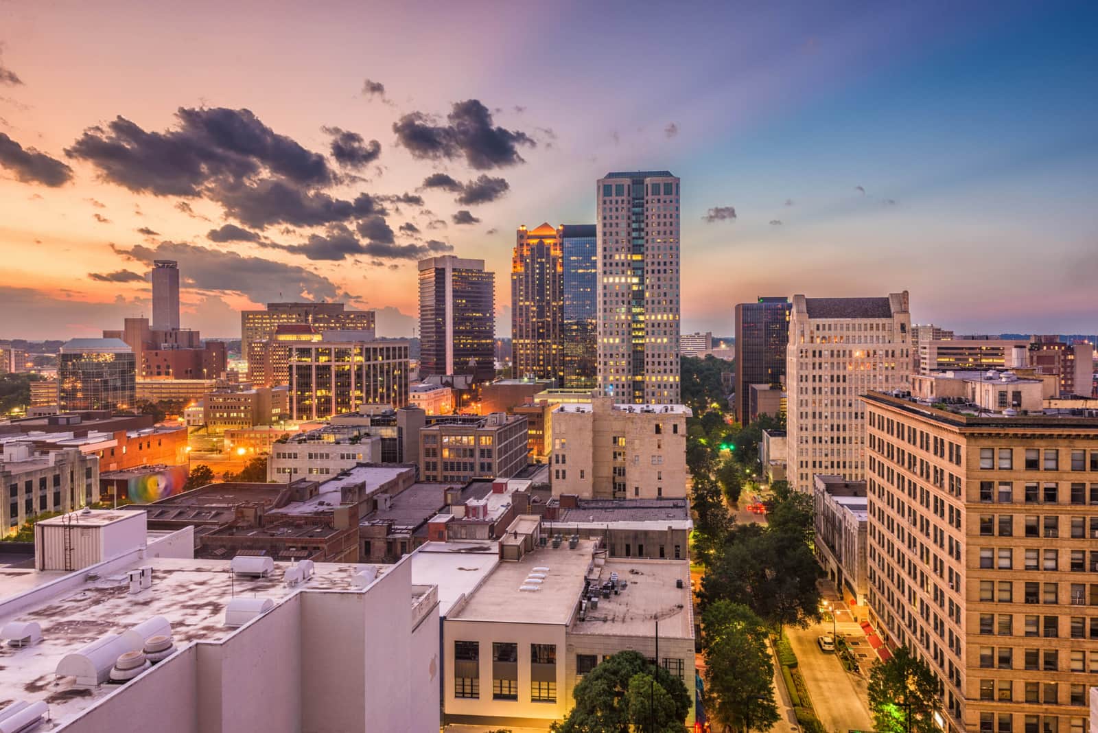 Birmingham,,Alabama,,Usa,Downtown,Cityscape,At,Dusk.